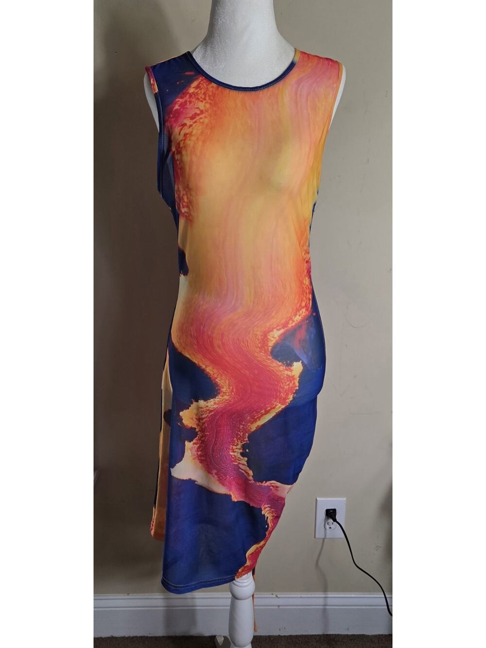 NWT Shane Justin Swirl Mesh Swim Cover-Up Dress Size Large Rare